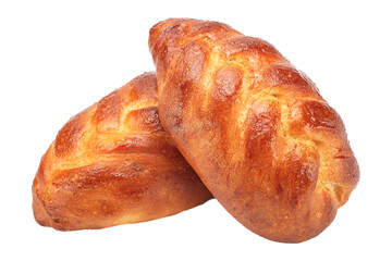 Russian bread from the oven, homemade pastries, bakery products on a white isolated background bun from the oven
