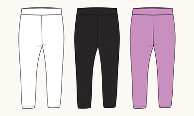 Leggings pants fashion flat sketch vector illustration template for ladies - obrazy, fototapety, plakaty