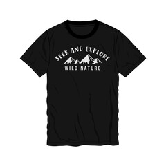 Outdoor explore T shirt chest print design vector illustration ready to print Isolated on black template views