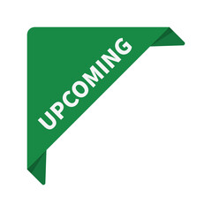 Upcoming In Green Triangle Ribbon Shape For Launching Business Promotion Marketing Social Media Information
