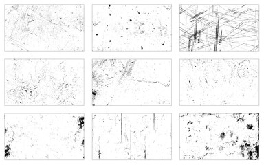 Collection of grunge texture. Abstract in black and white design.  Vector grunge textures. Distress textures set.