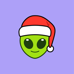 Alien Wearing Santa Hat Illustration