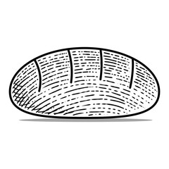 baguette vector engraving style hand drawn black and white icon