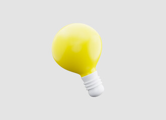 Yellow light bulb 3d render. Content Marketing Strategy. Idea, solution, business, strategy concept. Digital Marketing Creative Ads