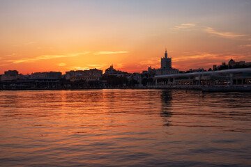 Sunset on the marina, in Malaga