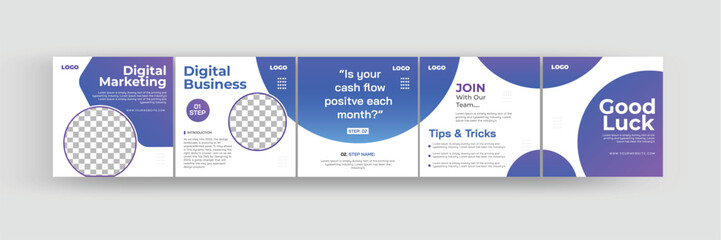 Set of social media instagram carousel for marketing. Instagram carousel template for digital marketing, coaches, institute and multipurpose. © thedesignsource