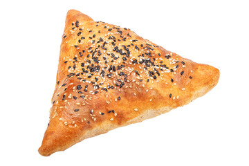 Samsa bread bun with lamb meat, several pieces, isolated background on a white background