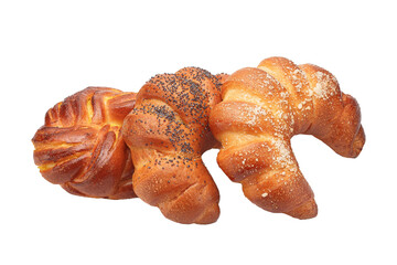 several homemade bagels on a white isolated background, homemade food baking