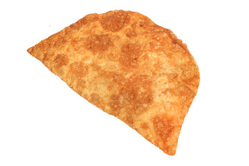 fried pie, cheburek with meat, isolated background on a white background