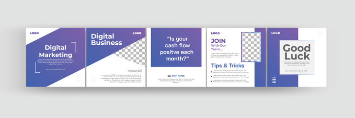 Set of social media instagram carousel for marketing. Instagram carousel template for digital marketing, coaches, institute and multipurpose.