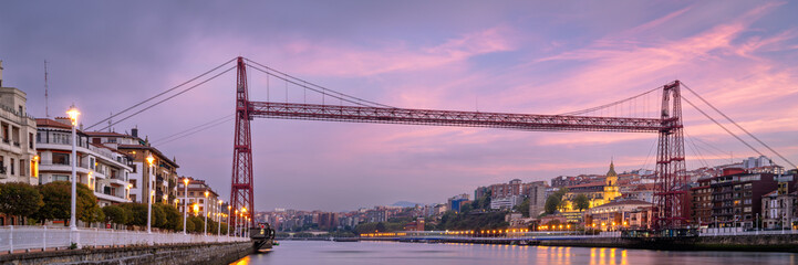 Panoramic View of the Bridge of Bizkaia, Portugalete, Spain - obrazy, fototapety, plakaty