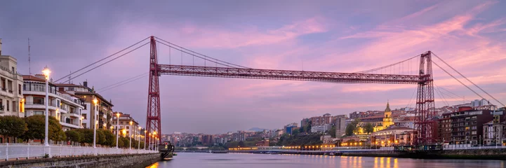 Fotobehang Panoramic View of the Bridge of Bizkaia, Portugalete, Spain © tichr