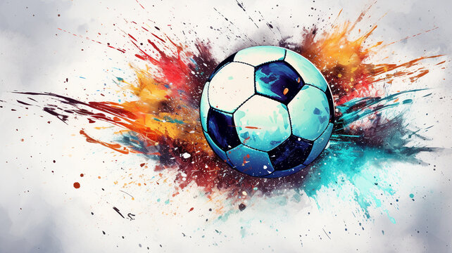 Soccer ball with colorful particles