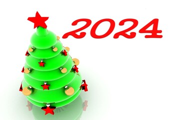 new year 2024. 3d Render Illustration.
