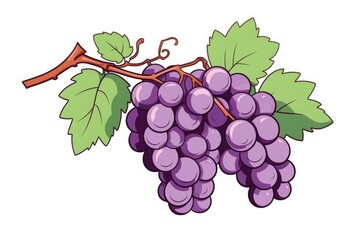 Lilac grape, manga style vector illustration, sticker
