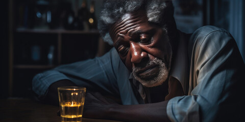 Elderly man with alcohol.