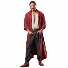 Fototapeta premium Actor in a beautiful fairy tale costume, male artist isolated on white