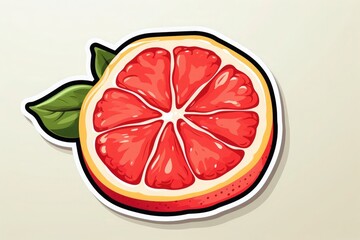 Grapefruit, manga style vector illustration, sticker