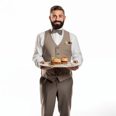 Waiter on white background isolated