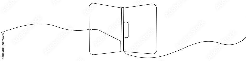 Poster one continuous line vector drawing of folder stapler. outline folder stapler background icon. saving