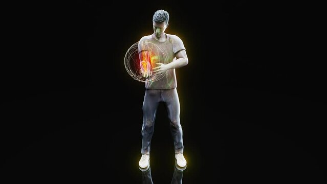 4K anatomy concept of an elbow pain