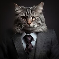 Cat in suit and tie