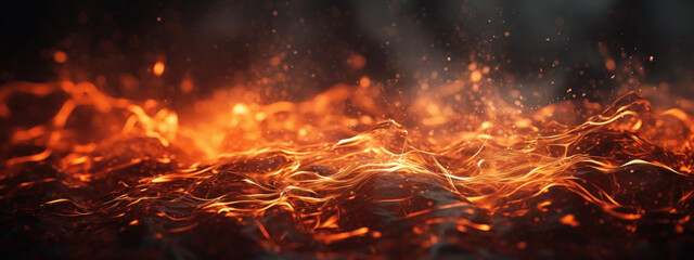 Fototapeta na wymiar Captivating fire scene, pitch-black background,.