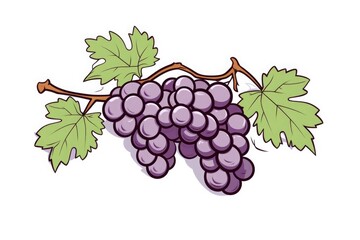 Lilac grape, manga style vector illustration, sticker