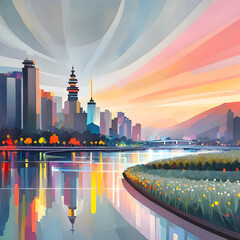 country skyline at sunset