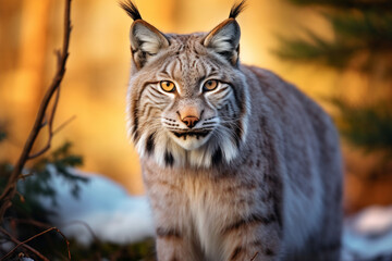 Obraz premium Lynx looking at camera in daylight