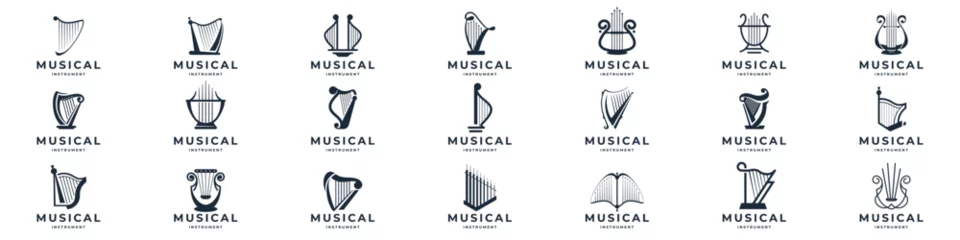 Fotobehang icon set harp Mega Collection , lyre symbol, guinness or logo instrumental. Classical music symbol abstract concept vector illustration. © ulhaq_std