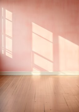 Simple room, pink Wall, hardwood Floor