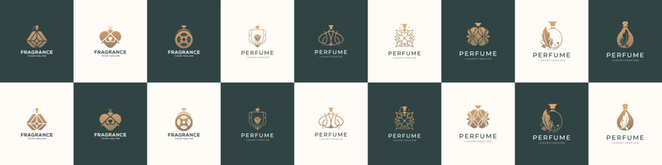 bottle perfume logo design. inspiration minimalist perfume logo modern concept for branding.