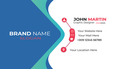 Double-sided creative business card  design template.
business card design.Blue modern creative business card
