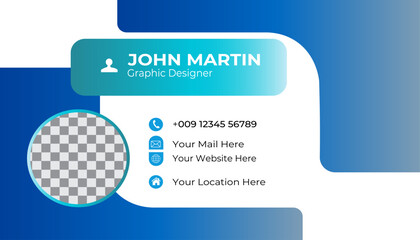 Double-sided creative business card  design template.
business card design.Blue modern creative business card
