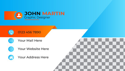 Double-sided creative business card  design template.
business card design.Blue modern creative business card
