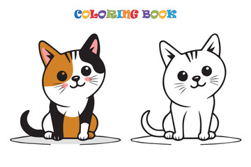 colouring book with colorful illustration and black-white coloring page vector illustration