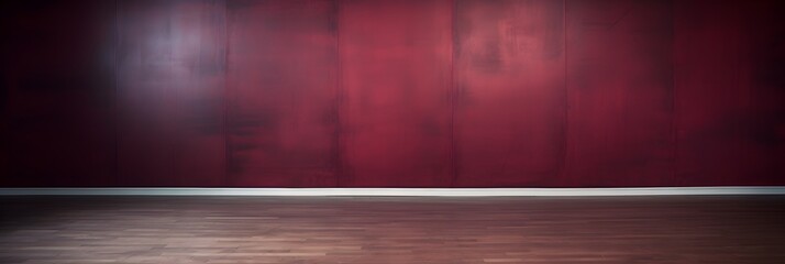 Simple room, sangria color Wall, laminate Floor