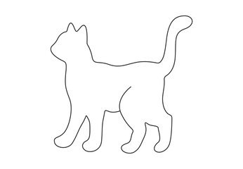 Cute cat continuous single line drawing. Animal icon. One line drawing. Isolated on white background vector illustration. Premium vector. 