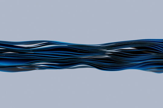 Layers of blue textiles against gray background