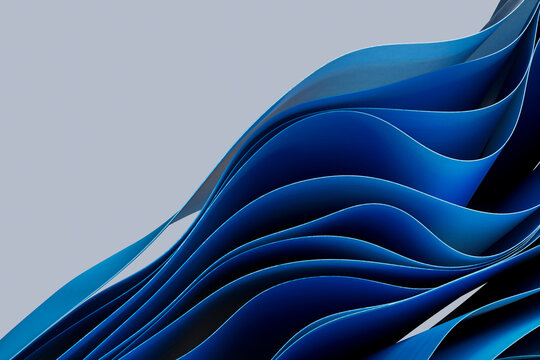 3D blue textiles against gray background