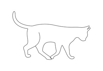 Continuous one line drawing of cute cat. Isolated on white background vector illustration. Pro vector. 