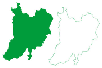 Machadinho dOeste municipality (State of Rondônia or Rondonia, RO, Municipalities of Brazil, Federative Republic of Brazil) map vector illustration, scribble sketch Machadinho d'Oeste map