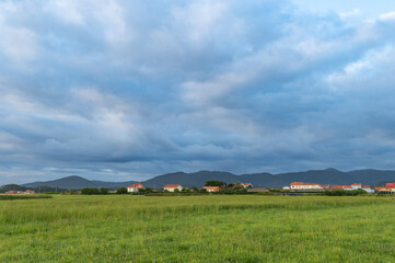 Fototapeta na wymiar countryside landscape with cloudy sky