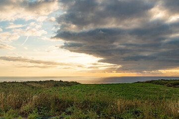 Fototapeta premium countryside landscape with cloudy sky