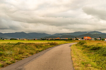 countryside landscape with cloudy sky