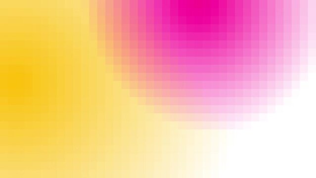 Abstract and pixelated background animated in a loop of two gradient colors that move and mix with each other on a white background