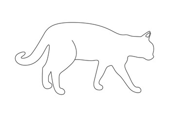 One continuous line drawing of cute cat. Animal icon. Isolated on white background vector illustration. Stock vector. 