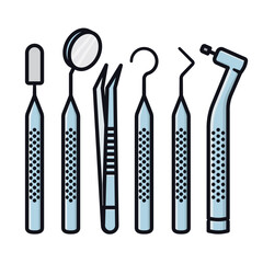 Dentistry tools variety isolated vector illustration