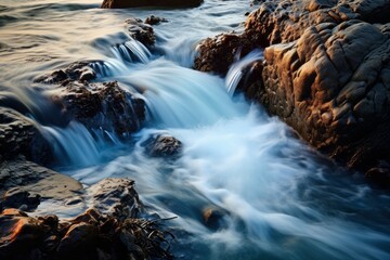 Waterfall. Long exposure waterfall photo. Stream. Long exposure.Long exposure photo of smooth waterfall flowing through steps.